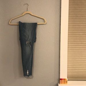 Ripped blue jeans